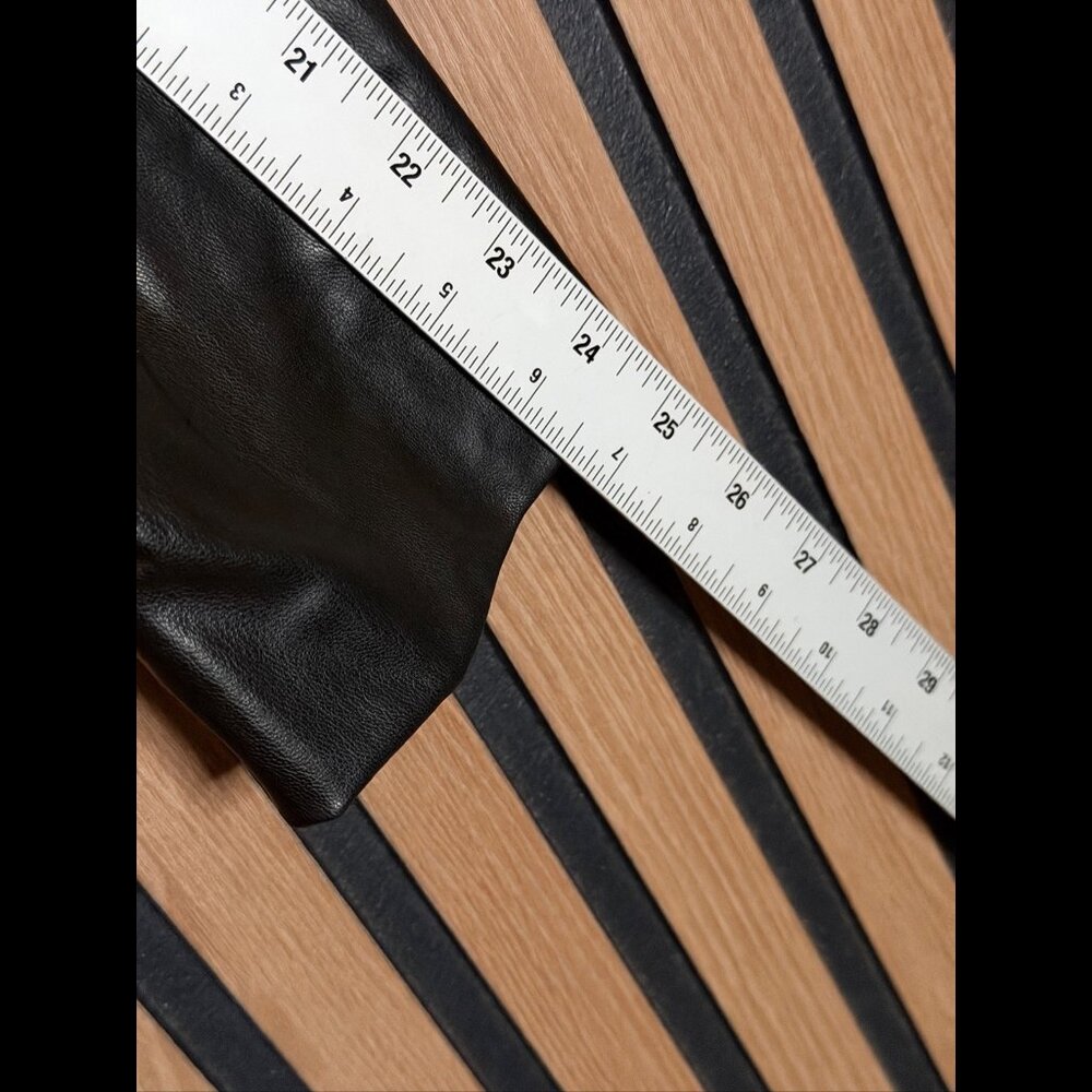 New Zara Jacket Large Womens Black Vegan Leather Cut Out Trench Double-Breasted - Picture 3 of 10